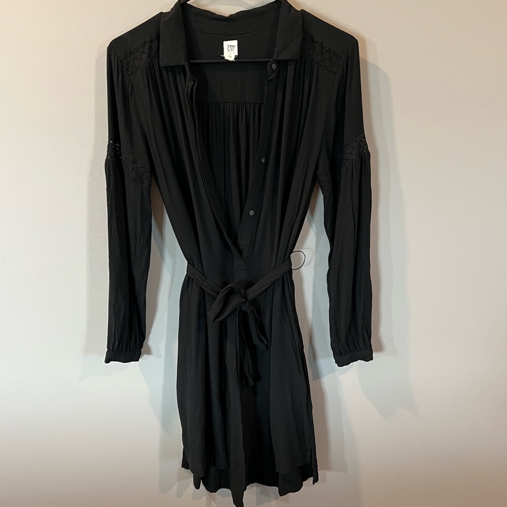 Women’s Gap Lace-trim Black Shirt Dress Small